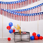 Mega-L 4th of July Decorations 2 Pack 40 Feet Foil Fringe Garland Tinsel Streamers, Red White and Blue Star