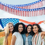 Mega-L 4th of July Decorations 2 Pack 40 Feet Foil Fringe Garland Tinsel Streamers, Red White and Blue Star, alternate view 5