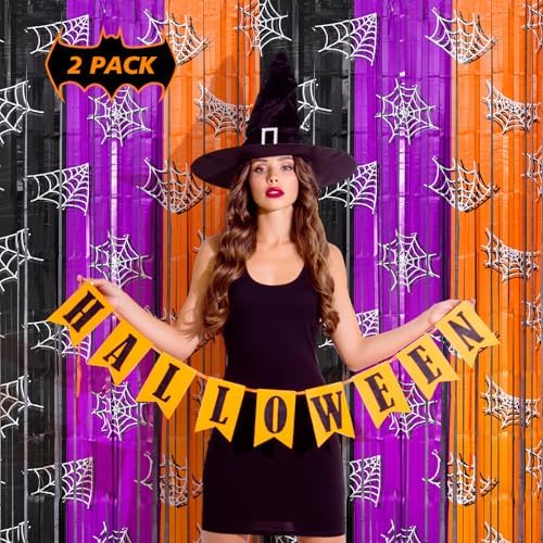 Mega-L Halloween Party Decorations, 2 Pack Halloween Foil Fringe Curtains, alternate view 2