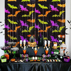 Mega-L Halloween Party Decorations, Bat Pattern Photo Backdrop, 2 Pack, alternate view 5