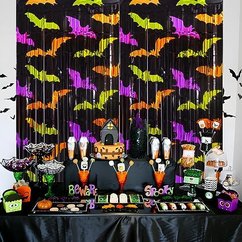 Mega-L Halloween Party Decorations, Bat Pattern Photo Backdrop, 2 Pack, alternate view 5