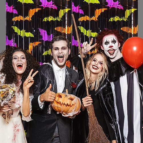 Mega-L Halloween Party Decorations, Bat Pattern Photo Backdrop, 4 Pack, alternate view 3