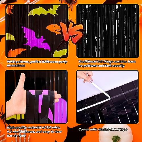 Mega-L Halloween Party Decorations, Bat Pattern Photo Backdrop, 4 Pack, alternate view 4