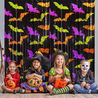 Mega-L Halloween Party Decorations, Bat Pattern Photo Backdrop, 4 Pack, alternate view 5