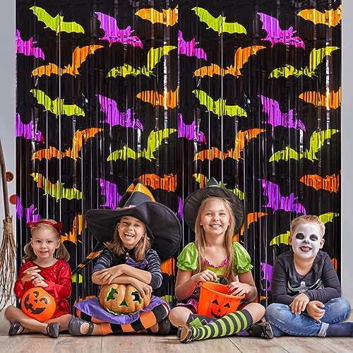 Mega-L Halloween Party Decorations, Bat Pattern Photo Backdrop, 4 Pack, alternate view 5