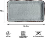 Melamine Crackled Rustic Serving Platter Set of 2, Rectangular Trays in Gray, alternate view 3