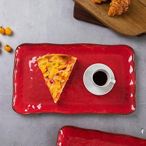 Melamine Crackled Rustic Serving Platter Set of 2, Rectangular Trays in Gray, alternate view 6
