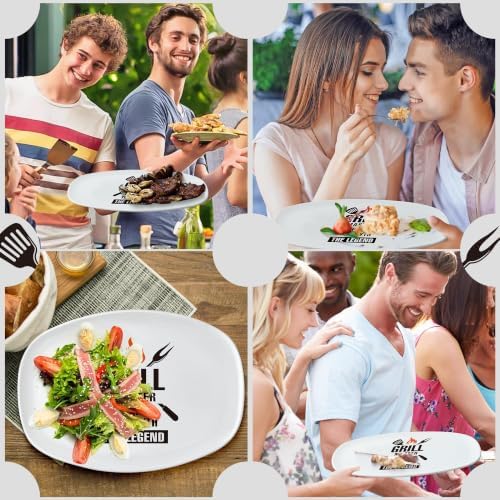 Melamine Grill Platter Gift, BBQ White Oval Serving Tray Plate in Large in White, alternate view 3
