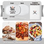 Melamine Grill Platter Gift, BBQ White Oval Serving Tray Plate in Large in White, alternate view 4