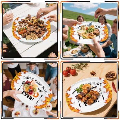 Melamine Grill Platter Gift for Dad, BBQ White Oval Serving Tray in 14 x 10 x 0.4 inches in White, alternate view 3