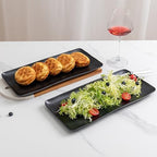 Melamine Rectangular Serving Platters and Trays set, set of 4,14” x 7” Matte Black Party Platter for Serving, alternate view