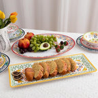 Melamine Serving Platter, Set of 2, Talavera Melamine Large Serving Tray,19''x8'' Rectangular and 18''x14'' Oval, alternate