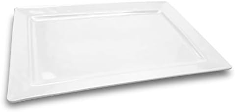 Melamine Serving Tray - 2 Piece 15.875" x 10.875" 100% Melamine Rectangular Platter, White Color | Shatter-Proof, alternate
