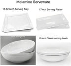 Melamine Serving Tray - 2 Piece 15.875" x 10.875" 100% Melamine Rectangular Platter, White Color | Shatter-Proof, alternate