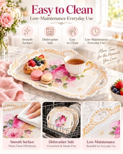Melamine Serving Tray, Art Trays for Stylish Home Decor, Entertaining & Dining - Rectangular Appetizer Platter, alternate