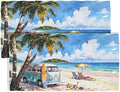 Melamine Serving Trays, 2-Pack 14.5 x 7.5-Inch Rectangular Platters, Blue in 14.5in-beach