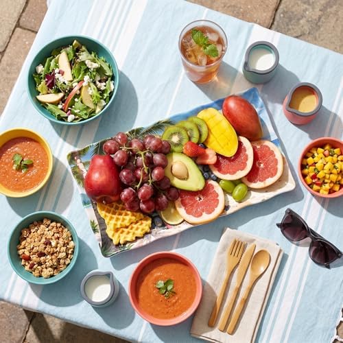 Melamine Serving Trays, 2-Pack 14.5 x 7.5-Inch Rectangular Platters, Blue in 14.5in-beach, alternate view 2