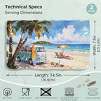 Melamine Serving Trays, 2-Pack 14.5 x 7.5-Inch Rectangular Platters, Blue in 14.5in-beach, alternate view 3