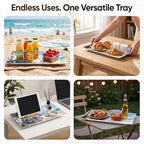 Melamine Serving Trays, 2-Pack 14.5 x 7.5-Inch Rectangular Platters, Blue in 14.5in-beach, alternate view 5