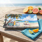 Melamine Serving Trays, 2-Pack 14.5 x 7.5-Inch Rectangular Platters, Blue in 14.5in-beach, alternate view 7