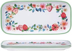 Melamine Serving Trays Set of 4, 14 x 7 Inch Appetizer Platters, Strawberry in Extra-Large (14 inches or more)