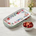 Melamine Serving Trays Set of 4, 14 x 7 Inch Appetizer Platters, Strawberry in Extra-Large (14 inches or more), alternate