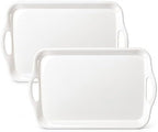 Melamine Serving Trays with Handles, 16 x 11.4 Inch, Set of 2, White in 16 x 11.4 Inch in White