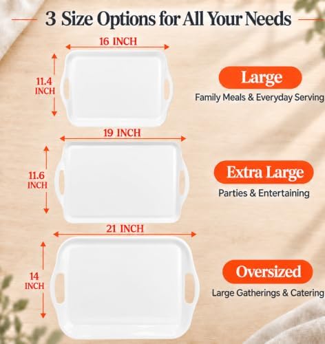 Melamine Serving Trays with Handles, 16 x 11.4 Inch, Set of 2, White in 16 x 11.4 Inch in White, alternate view 5
