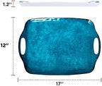 Melamine Serving Trays with Handles, 17” x 12”, Set of 2, Retro Teal in Retro Teal, alternate view 3