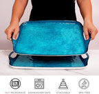 Melamine Serving Trays with Handles, 17” x 12”, Set of 2, Retro Teal in Retro Teal, alternate view 4