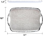 Melamine Serving Trays with Handles, 17” x 12”, Set of 2, Rustic White in Retro White, alternate view 3