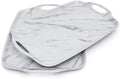 Melamine Serving Trays with Handles, 17” x 12”, Set of 2, White Marble in White Marble