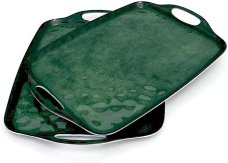 Melamine Serving Trays with Handles, 19" x 12", Set of 2, Retro Green in Retro Green