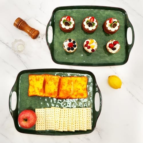 Melamine Serving Trays with Handles, 19" x 12", Set of 2, Retro Green in Retro Green, alternate view 6