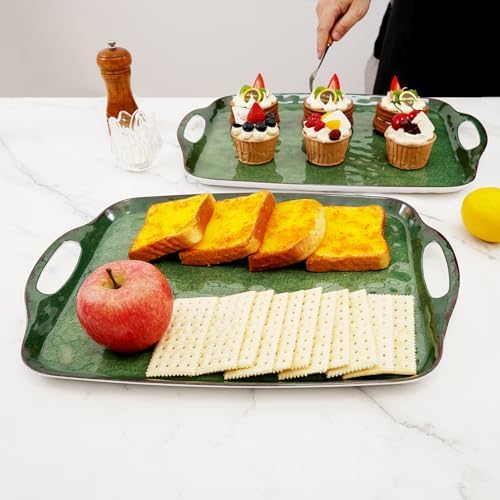Melamine Serving Trays with Handles, 19" x 12", Set of 2, Retro Green in Retro Green, alternate view 7