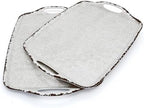Melamine Serving Trays with Handles, 19" x 12", Set of 2, Rustic White in Retro White