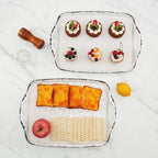 Melamine Serving Trays with Handles, 19" x 12", Set of 2, Rustic White in Retro White, alternate view 2