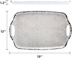Melamine Serving Trays with Handles, 19" x 12", Set of 2, Rustic White in Retro White, alternate view 3