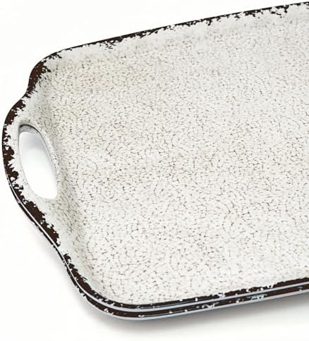 Melamine Serving Trays with Handles, 19" x 12", Set of 2, Rustic White in Retro White, alternate view 5