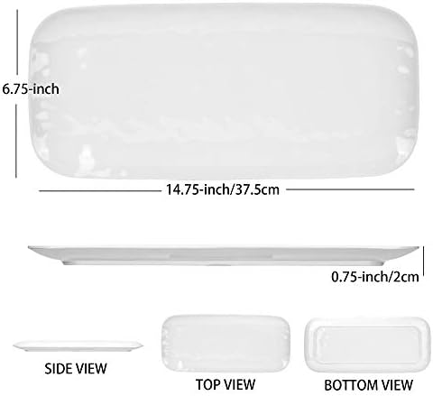Melamine Trays, 14.75-inch Serving Trays and Platters, Set of 3 White | Hammered Style, 100% Melamine, BPA Free, alternate