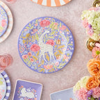 Menagerie Ceramic ROUND PLATTER 13 Inches, pastel giraffe‐themed serving platter with floral accents, ideal for, alternate