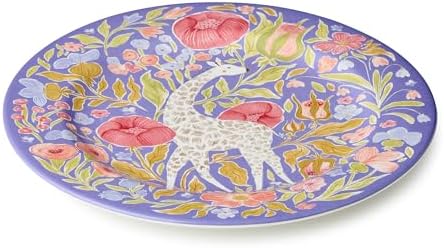Menagerie Ceramic ROUND PLATTER 13 Inches, pastel giraffe‐themed serving platter with floral accents, ideal for, alternate