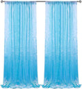 Mermaid Blue Sequin Backdrop Curtain 2 Panels 2FTx8FT Glitter Mermaid Blue Background Drapes Sparkle Photography