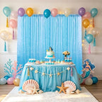 Mermaid Blue Sequin Backdrop Curtain 2 Panels 2FTx8FT Glitter Mermaid Blue Background Drapes Sparkle Photography, alternate