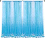 Mermaid Blue Sequin Backdrop Curtain 4 Panels 2FTx8FT Glitter Mermaid Blue Background Drapes Sparkle Photography