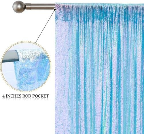 Mermaid Blue Sequin Backdrop Curtain 4FTx8FT Glitter Burgundy Background Drapes Sparkle Photography Backdrop for, alternate