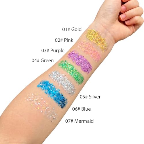 Mermaid Body Glitter Stick, Face Hair Glitter Gel for Kids Women, Festival Rave Pride Accessories, Waterproof, alternate view