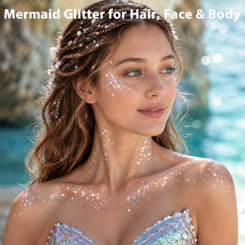 Mermaid Body Glitter Stick, Face Hair Glitter Gel for Kids Women, Festival Rave Pride Accessories, Waterproof, alternate view
