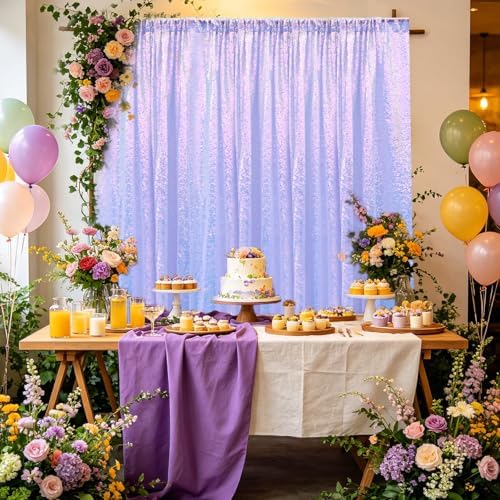 Mermaid Lavender Sequin Backdrop Curtain 4FTx8FT Glitter Champagne Background Drapes Sparkle Photography, alternate view 3