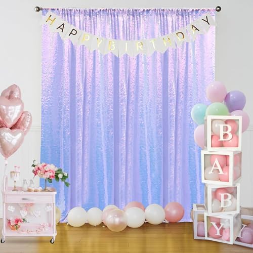 Mermaid Lavender Sequin Backdrop Curtain 4FTx8FT Glitter Champagne Background Drapes Sparkle Photography, alternate view 7